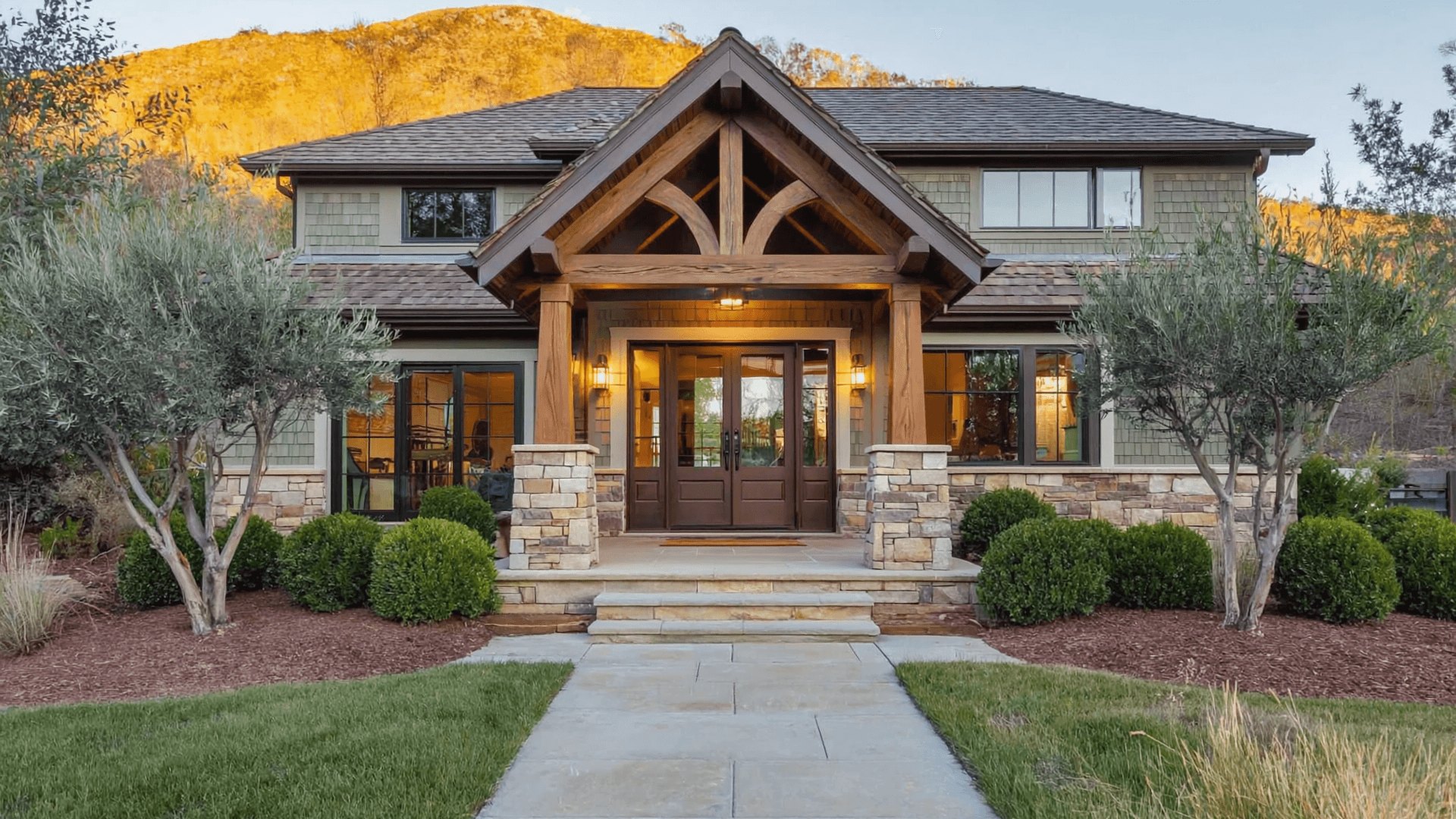 The open front door of an East Bay home in late afternoon light